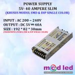 POWER SUPPLY RUNNING TEXT SINGLE COLOR 5 VOLT 40 AMPER SLIM