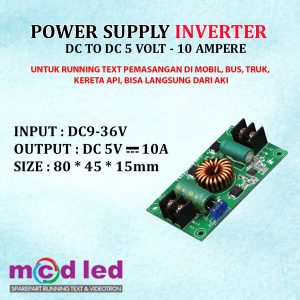 POWER SUPPLY INPUT DC 9 – 36 VOLT OUTPUT 5 VOLT 10 AMPERE UNTUK MOBIL BUS TRUK – 5V – 10A